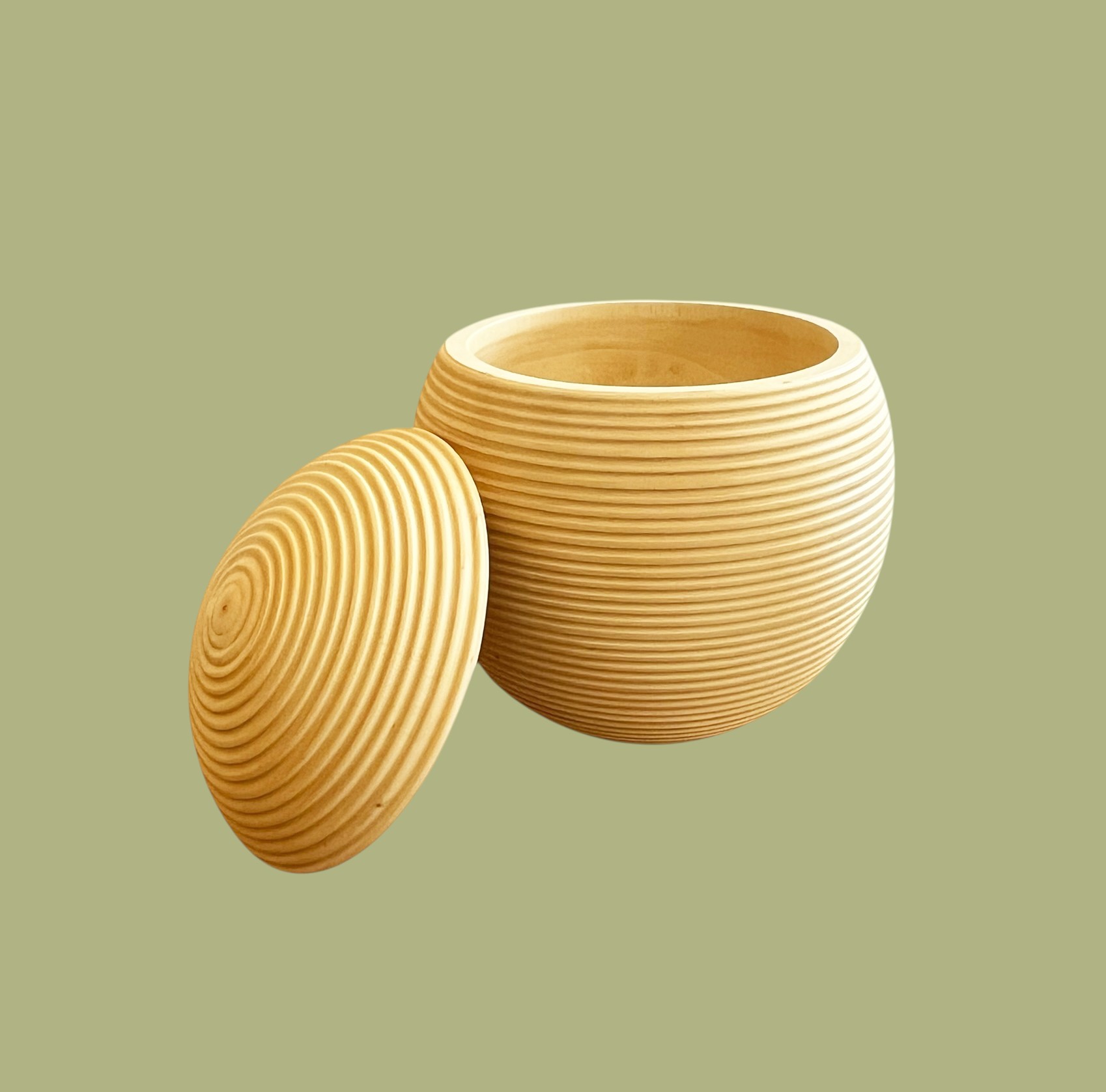 Mangohouten urn, geribbeld - Afbeelding 2