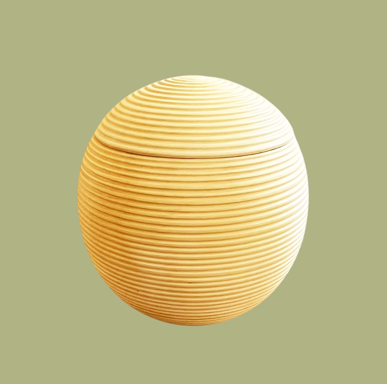 Mangohouten urn, geribbeld